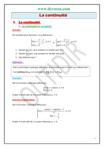 Cours : Continuit&eacute; d'une Fonction Num&eacute;rique