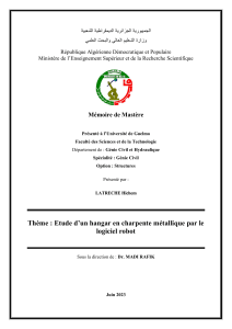 M&eacute;moire Analyse Hangar M&eacute;tallique