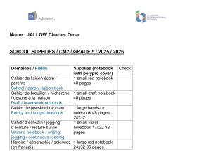 Liste fournitures CM2 2025-2026 Parcours Int.