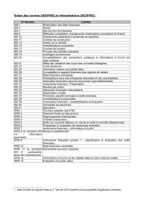 Tableau r&eacute;cap. des normes IAS IFRS en vigueur au 01.01.14 (1)