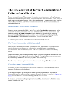 The Rise and Fall of Torrent Communities A Criteria-Based Review