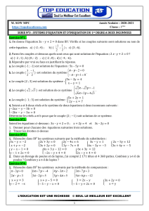 SERIE D'EXERCICE N&deg;3 SYSTHEME EQUATION ET  INEQUATIONS DU 1ER DEGRE A 2 INCONNUES 3&Egrave;ME 2020-2021 SENEGAL