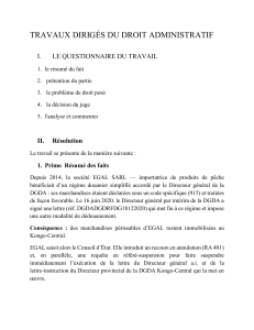 Cas pratique de droit administratif : EGAL SARL vs DGDA