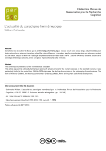 Le paradigme herm&eacute;neutique en sciences sociales