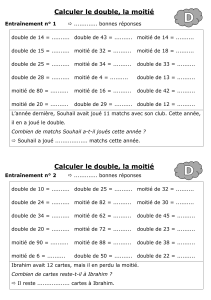 Exercices double et moiti&eacute; CE1