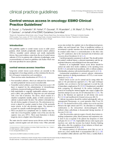 ESMO Guidelines: Central Venous Access in Oncology
