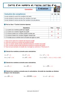 &Eacute;valuation Carr&eacute; et Racine Carr&eacute;e 4&egrave;me