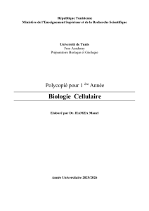 Polycopi&eacute; Biologie Cellulaire 1&egrave;re Ann&eacute;e