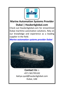 Marine Automation Systems Provider Dubai | Hauberk Global