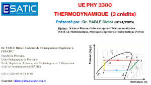 Cours Thermodynamique : Principes et Concepts de Base