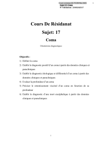 Cours sur le Coma : Diagnostic et Prise en Charge