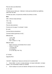 Notes de cours Biochimie : Mole et st&oelig;chiom&eacute;trie