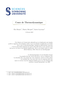 Cours de Thermodynamique : Sorbonne Universit&eacute;