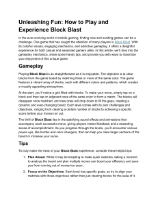 Block Blast: Gameplay Guide & Tips