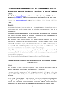 Perception Consommateur et Pratiques &Eacute;thiques en Tunisie