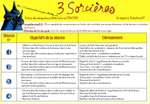 Fiche de s&eacute;quence litt&eacute;rature CM1/CM2 : 3 Sorci&egrave;res