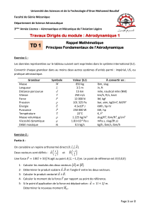 TD A&eacute;rodynamique 1 : Conversion d'unit&eacute;s, Vecteurs, Matrices, Forces A&eacute;rodynamiques