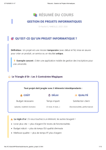 R&eacute;sum&eacute; de cours : Gestion de Projets Informatiques