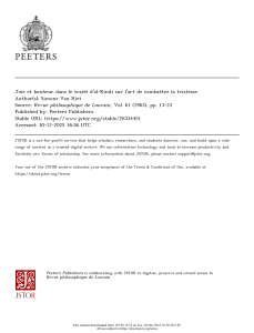 Joie et bonheur dans le trait&eacute; d'al-Kindi sur la tristesse