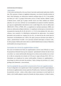 Intervention nutritionnelle pour adolescentes malnutries