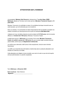 Attestation sur l'honneur : Enregistrement de transaction financi&egrave;re