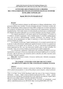 Attitudes des enseignants envers l'inclusion des filles enceintes au Congo
