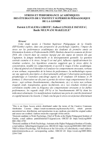 Stress et performance acad&eacute;miques des &eacute;tudiants de l'ISP Gombe