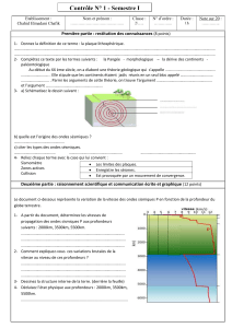 Contr&ocirc;le de g&eacute;ologie - Semestre I : Plaque lithosph&eacute;rique, d&eacute;rive des continents