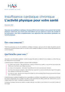 Insuffisance cardiaque chronique : activit&eacute; physique pour votre sant&eacute;