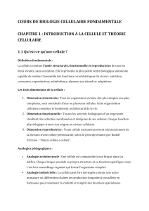 COURS DE BIOLOGIE CELLULAIRE FONDAMENTALE