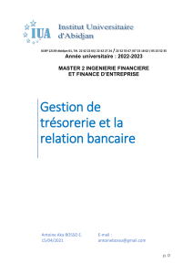 Cours gestion de tr&eacute;sorerie et relation bancaire 22 23