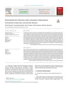 Particularit&eacute;s des infections ost&eacute;oarticulaires tuberculeuses
