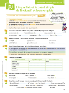 Grammaire : Imparfait et Pass&eacute; Simple 5&egrave;me