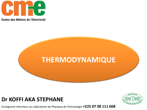 Thermodynamique - Fiches de R&eacute;vision Chapitre I