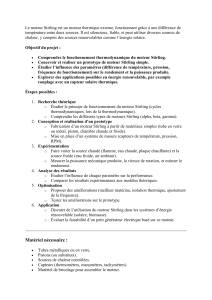 Projet Moteur Stirling: Conception et Exp&eacute;rimentation