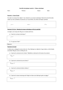 Contr&ocirc;le Physique Masse Volumique Corrig&eacute;