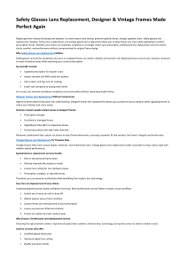 Safety Glasses & Designer Frame Lens Replacement Guide
