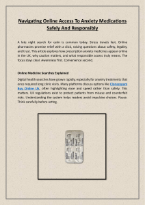 Navigating Online Access To Anxiety Medications Safely And Responsibly