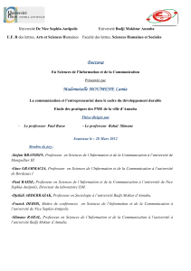 Th&egrave;se: Communication & Entrepreneuriat Durable