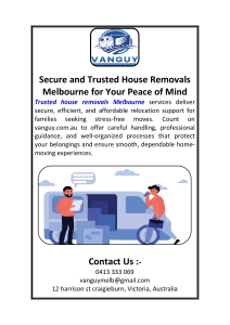 Secure House Removals Melbourne