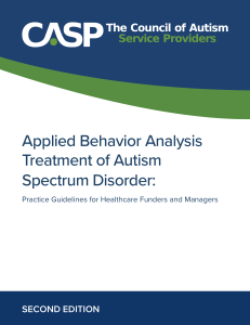 Applied Behavior Analysis Treatment of Autism Spectrum Disorder Practice Guidelines