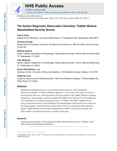 Autism Diagnostic Observation Schedule Toddler Module: Standardized Severity Scores