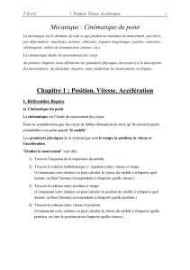 M&eacute;canique : Cin&eacute;matique du point - Manuel scolaire