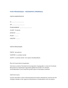Fiche P&eacute;dagogique G&eacute;ographie Terminale: Le Syst&egrave;me-Monde