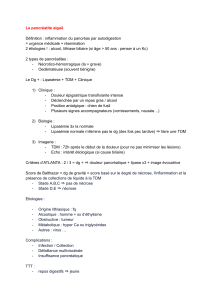 La pancr&eacute;atite aigu&euml; : d&eacute;finition, diagnostic, traitement