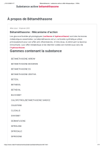 B&eacute;tam&eacute;thasone   substance active &agrave; effet th&eacute;rapeutique - VIDAL