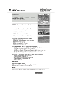 Machu Picchu Worksheet - New Headway Intermediate