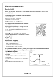 Exercice QCM : Reproduction Humaine