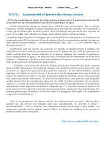 La parentalit&eacute; &agrave; l'&eacute;preuve des r&eacute;seaux sociaux