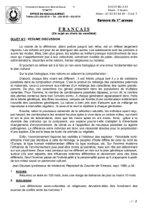 University French Exam: Summary & Discussion on Fear of Difference